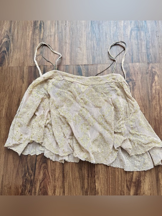 Intimately By Free People Tops - Gold Metallic Mesh Crop Cami, Size Small - Intimately by Free People